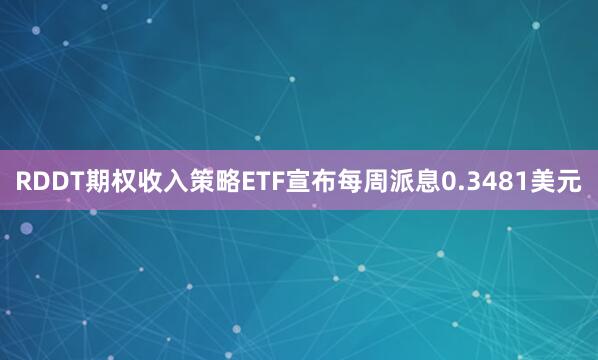 RDDT期权收入策略ETF宣布每周派息0.3481美元