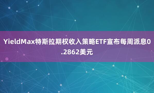 YieldMax特斯拉期权收入策略ETF宣布每周派息0.2862美元